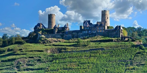 Medieval Niederburg castle along the Moselle River