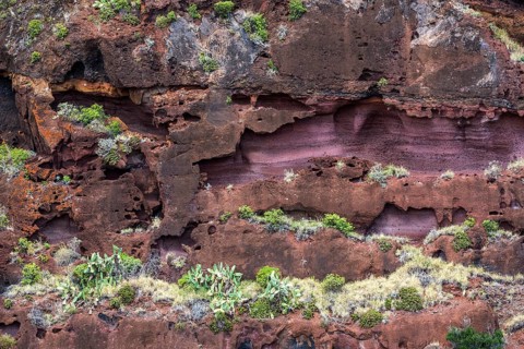 Weathered lava rocks on the cliffs near Paul do Mar