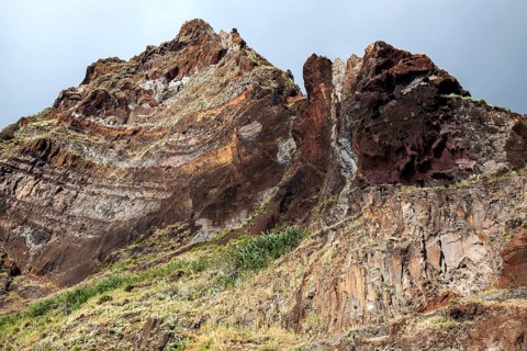 Weathered lava rocks on the cliffs near Paul do Mar