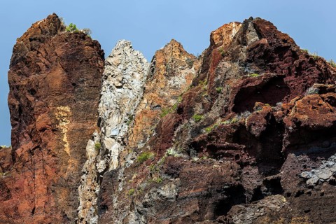 Weathered lava rocks on the cliffs near Paul do Mar
