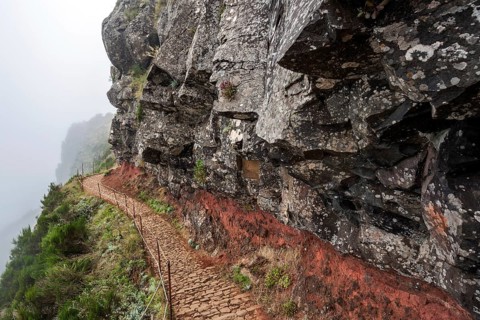 Hiking trail PR1 Vereda do Areeiro in the fog