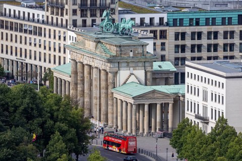 Brandenburg Gate with double-decker bus