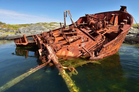 Shipwreck on the Atlantic Road in Norway