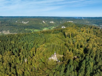 Aerial view of the church ruins