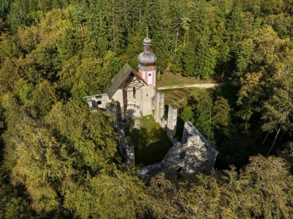 Aerial view of the church ruins
