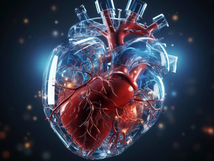 Transparent human looking at the heart