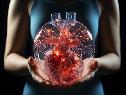 Transparent human looking at the heart