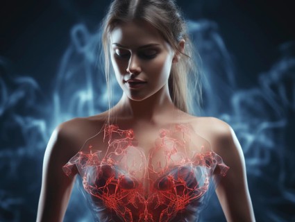 Transparent female upper body