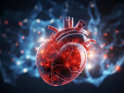 Transparent human looking at the heart