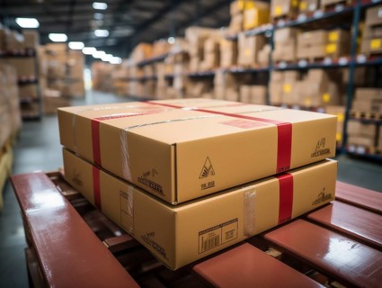 Postal packages in a warehouse
