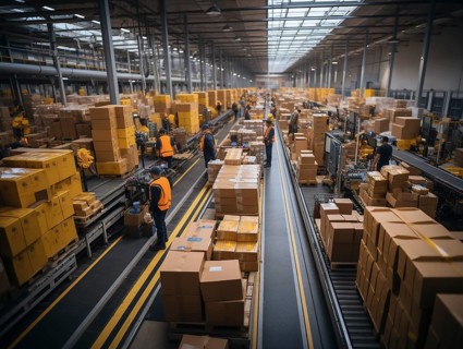Postal packages in a warehouse