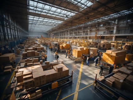 Postal packages in a warehouse