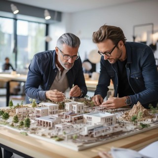 Architects at work planning a residential district