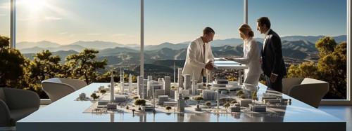 Architects at work planning a residential district