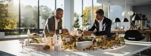 Architects at work planning a residential district