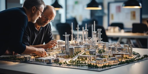 Architects at work planning a residential district