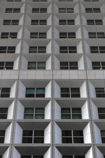 Detailed view of the facade of the Grand Arche
