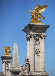 Columns and gilded sculptures on the Pont Alexandre III