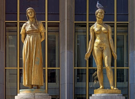 Golden statues by Felix Alexandre Desruelles