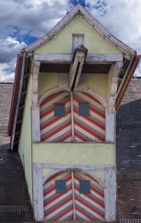 Historic lift bay of a trading house in the old town centre of Rottweil
