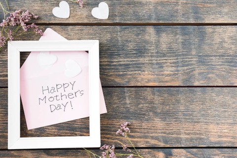 Happy mothers day inscription with frame flowers