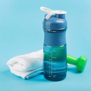 High view fitness bottle water with towel weights