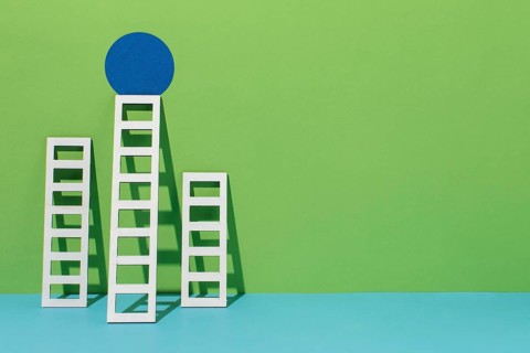 Ladder with copy space circle