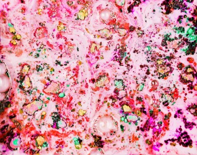 Painted pink powder dark water