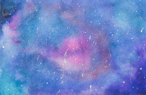 Pink blue mix paints paper