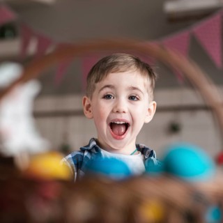Portrait adorable little boy laughing