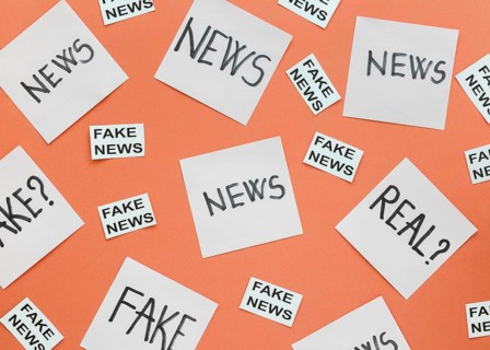 Sticky notes with fake news