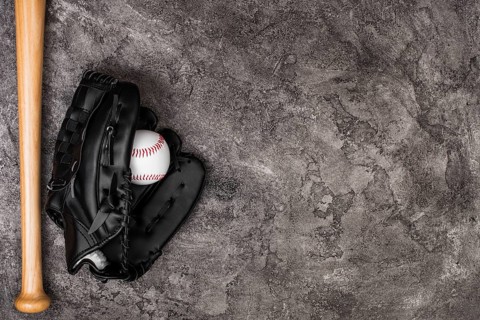 Top view baseball glove with copy space
