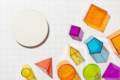 Top view colorful geometric shapes