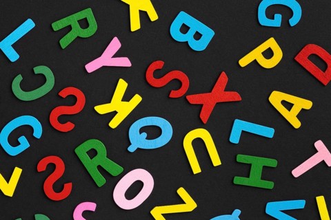 Top view colorful letters arrangement