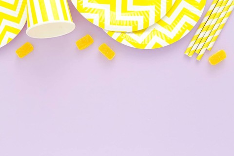Top view copy space party table set
