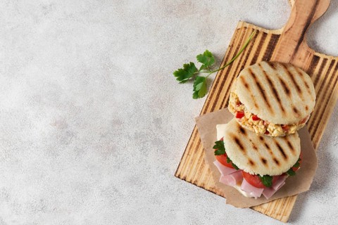Top view delicious arepas frame