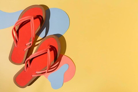 Top view flip flops copy space