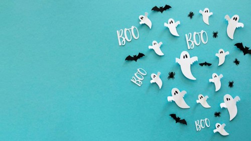 Top view halloween elements with copy space