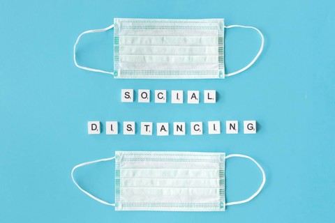 Top view social distancing concept