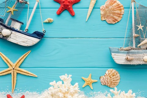 Top view summer accessories table
