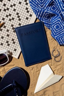 Top view travel concept with passport