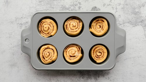 Top view tray with delicious rolls