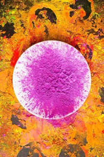 White plate with purple powder table