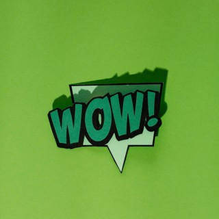 Wow speech bubble retro style dark green backdrop
