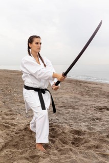 Young girl karate outfit training