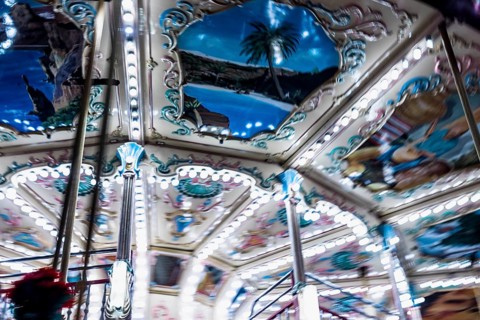 Blurred carousel children s merry go round night