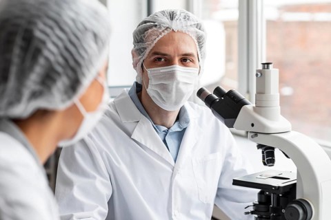 Close up scientist laboratory