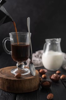 Coffee glass with milk truffles