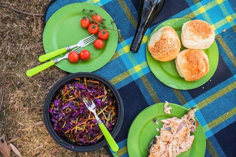 Composition picnic food wine