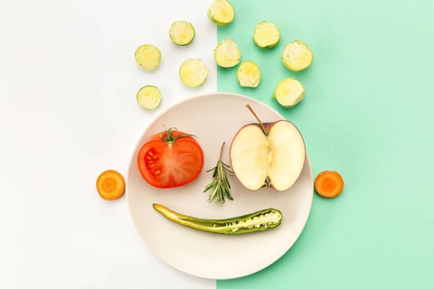 Concept healthy eating smiley face